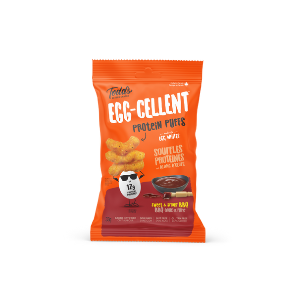 Protein Puffs in Sweet & Smoky BBQ flavour, offering a savoury and satisfying high-protein snack in a small, convenient size.