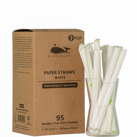 Blowholes Eco-Friendly Individually Wrapped Thick Bubble Tea Straws