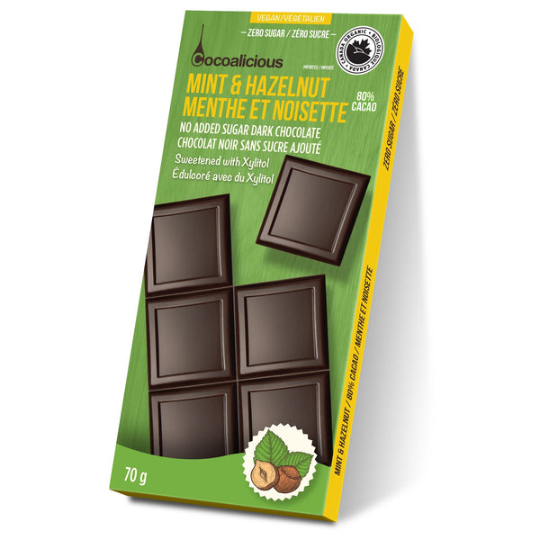 Cocoalicious Organic No Sugar Added Chocolate Bars